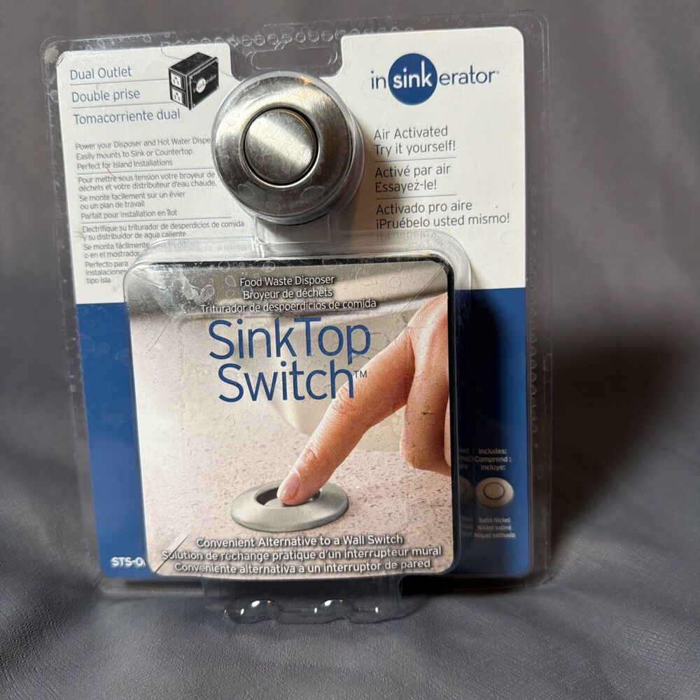InSinkErator STS-OOSN SinkTop Satin Nickel Button Dual Outlet Switch